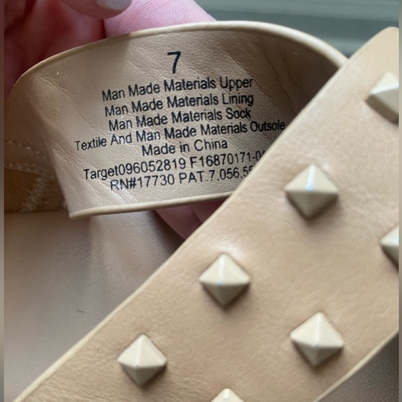 a new day Nude Studded Criss Cross Slide Sandals Size 7 Like New Condition - Picture 10 of 10